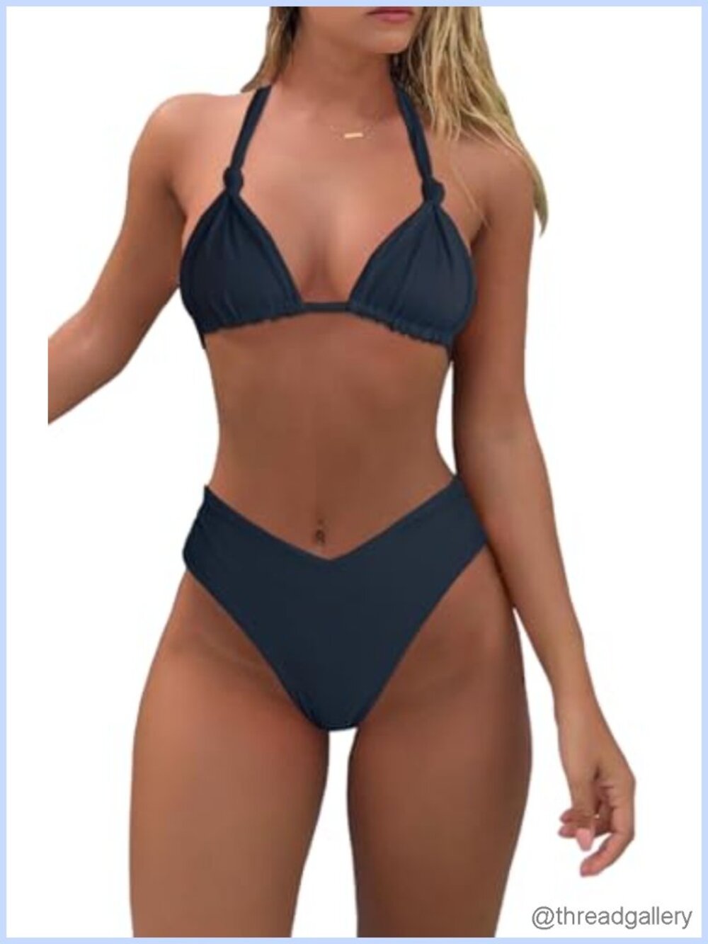Women's Halter Triangle String Bikini Set Cheeky High Waisted Swimwear 2 Piece
